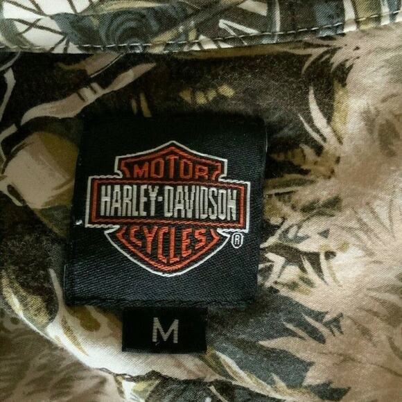 Harley-Davidson Shirts Mens Size Medium Motorcycle Print Front Pocket Button Top - Picture 8 of 9